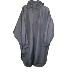 Monica Gray Poncho Windbreaker Women's 2XL Full Zip Cowl Neck Black